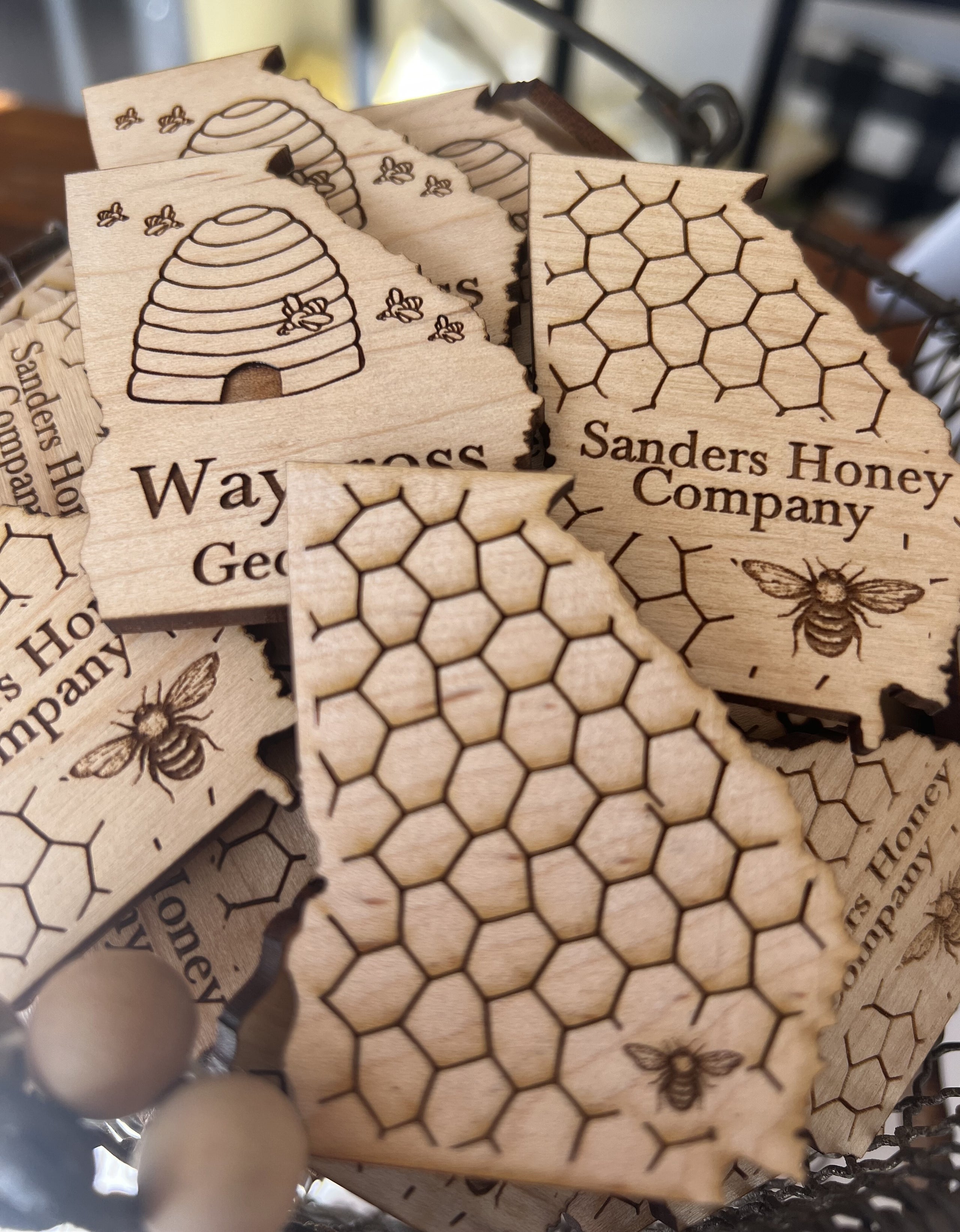Large Wooden State Sanders Honey Company